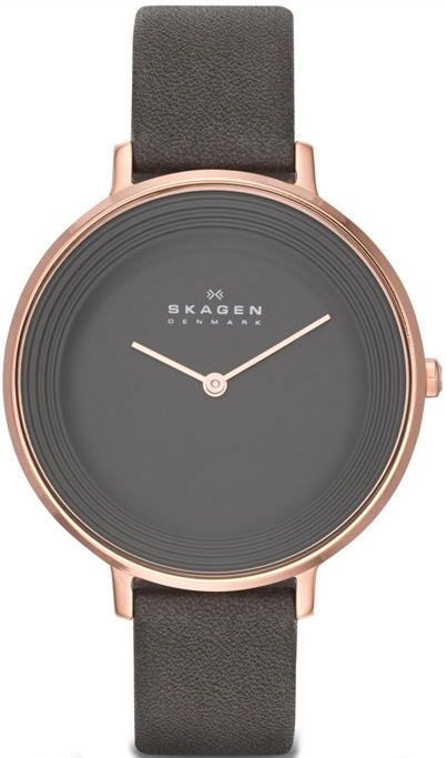 Women's Grey Skagen Ditte Leather Band Watch SKW2216