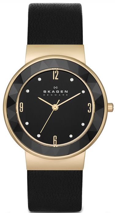 Women's Skagen Leonora Ceramic Leather Band Watch SKW2222