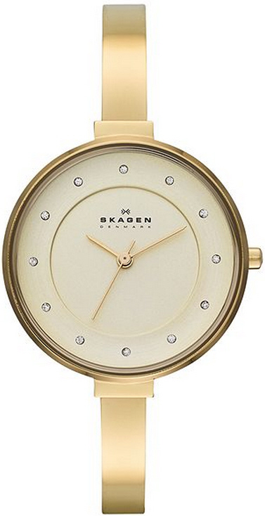 Women's Gold Skagen Gitte Bangle Bracelet Watch SKW2229