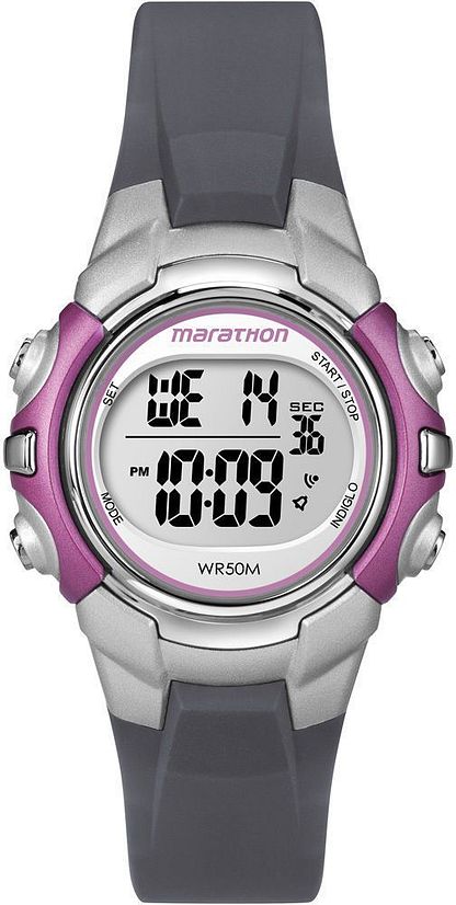 Women's Timex Marathon Sport Black And Pink Resin Digital Watch T5K646